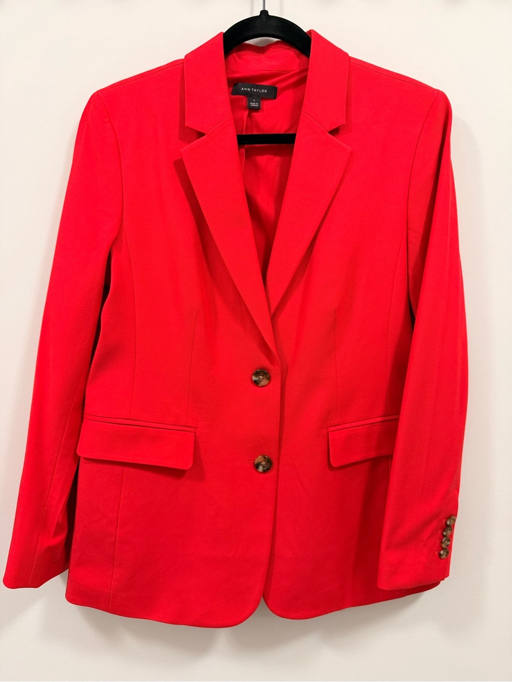 Ann Taylor Classic Red Two Button Front Blazer - Size 6
